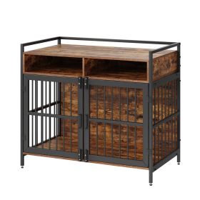 VEVOR Furniture Style Dog Crate with Storage, 41 inch Dog Crate Furniture Large Breed with Double Doors, Wooden Dog Cage for Large/Medium Dog Indoor