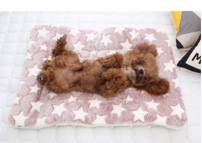 Cat dog sleeping mat warm thickened Sleeping pad blanket;  dog house warm mattress pet cushion (colour: Blue stars, size: No.4 61 * 41cm)