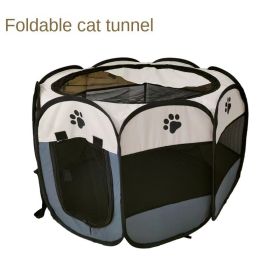 Oxford cloth folding pet tent cat kennel dog kennel cat delivery room indoor pet fence octagonal pet fence (Color: Rice coffee, size: 90*90*58)