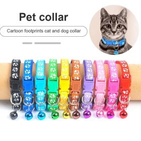 New Cute Bell Collar For Cats Dog Collar Teddy Bomei Dog Cartoon Funny Footprint Collars Leads Cat Accessories Animal Goods (Metal Color: Purple, size: 1 Piece)