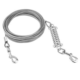 Dog Tie Out Cable Long Dog Leash Chew Proof Lead Dog Chain with Durable Spring 360Â° Rotatable Clips PVC Case for Outside Yard Caming (Color: Grey, size: 9m)