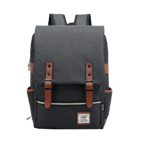 Fashion Vintage Laptop Backpack Women Canvas Bags Men canvas Travel Leisure Backpacks Retro Casual Bag School Bags For Teenager# (Color: Black size L)